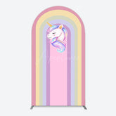 Aperturee - Aperturee Rainbow Color Curve Stripes Birthday Arch Backdrop